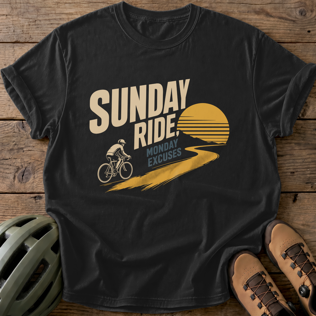 Sunday Ride Monday Excuses Tee — black