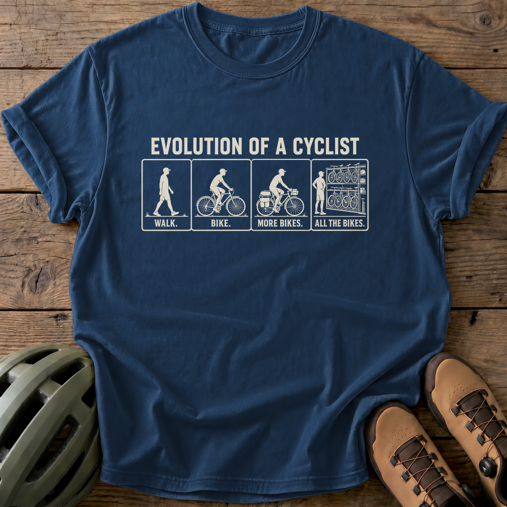 Evolution Of A Cyclist Tee — navy