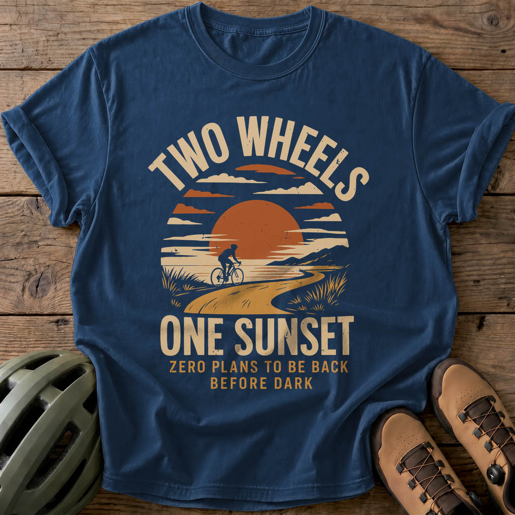 Two Wheels One Sunset Tee — navy