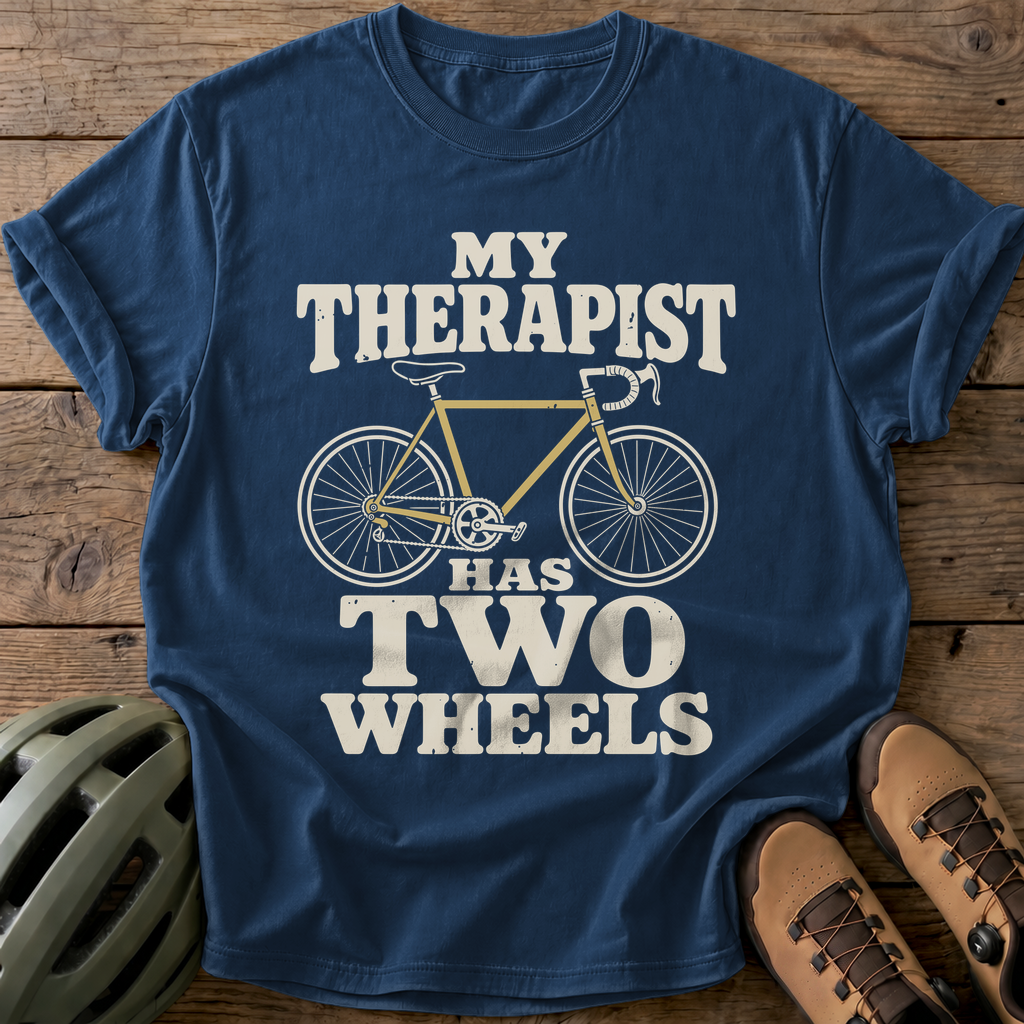 My Therapist Has Two Wheels Tee — navy