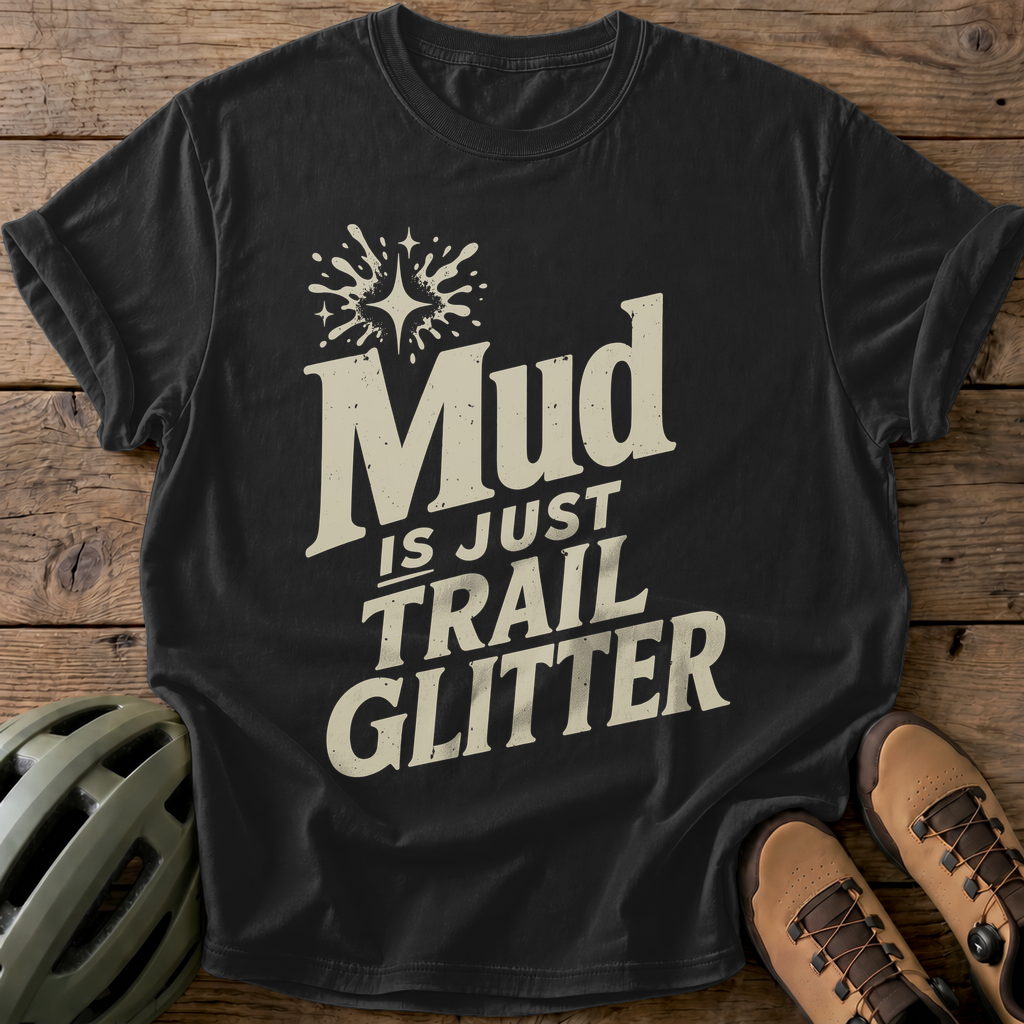 Mud Is Just Trail Glitter Tee — black
