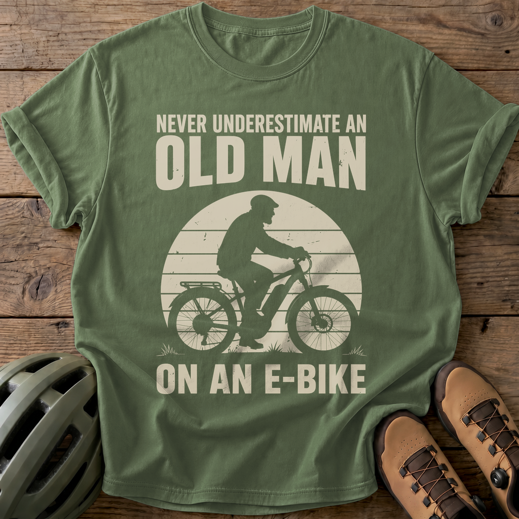 Old Man E-Bike Tee — moss