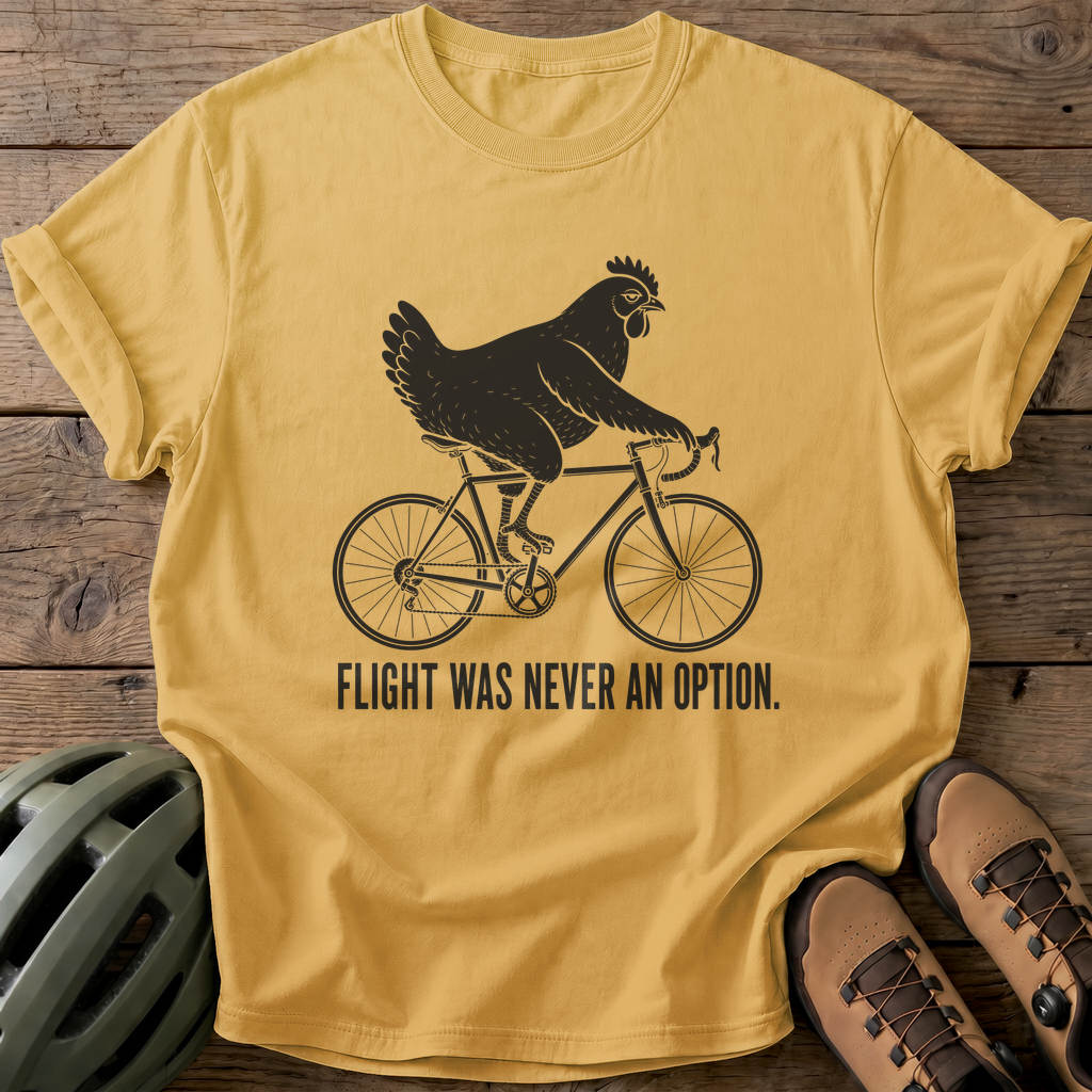 Flightless Cyclist Tee — mustard