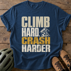 Climb Hard Crash Harder Tee — navy