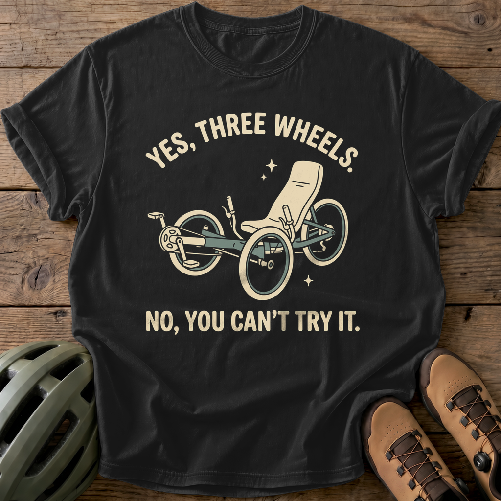 Three Wheels Only Tee — black
