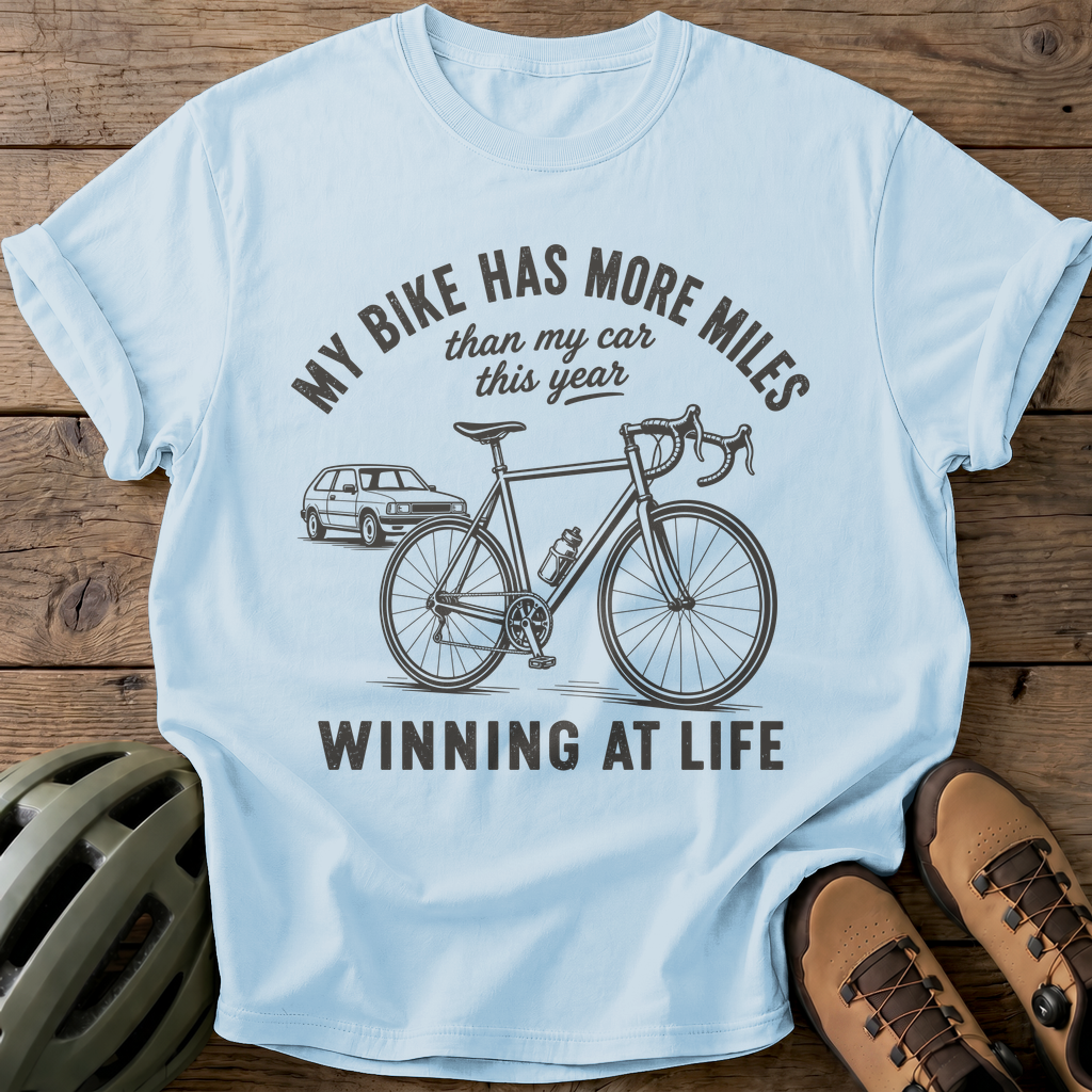 Bike Miles Win Tee — chambray