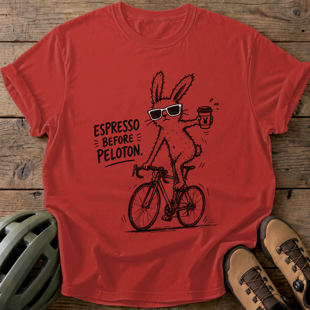 Espresso Peloton Tee — red