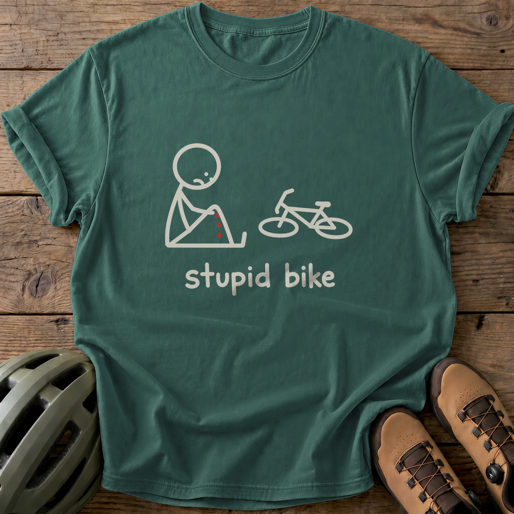 Stupid Bike Tee — blue-spruce