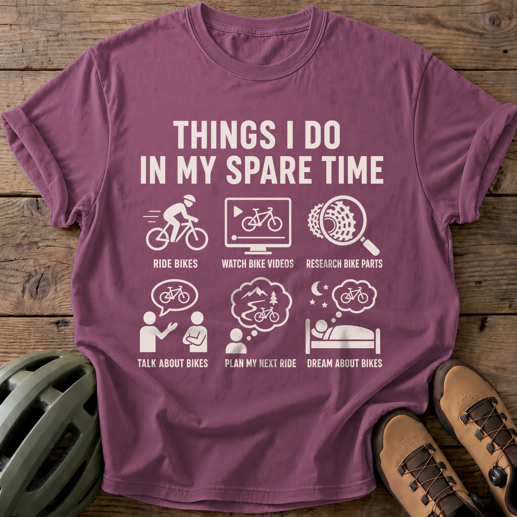 Spare Time Bikes Tee — berry
