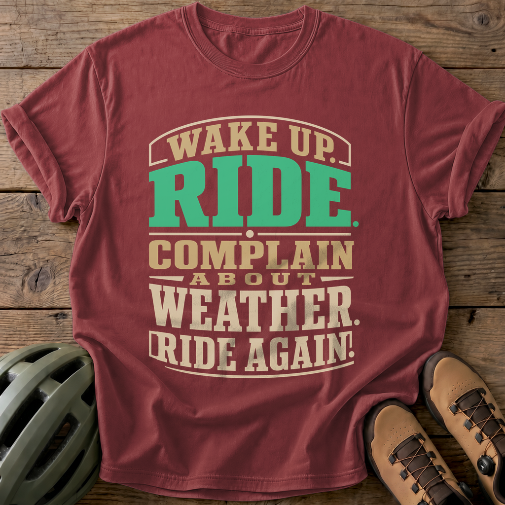Wake Up Ride Again Tee — brick