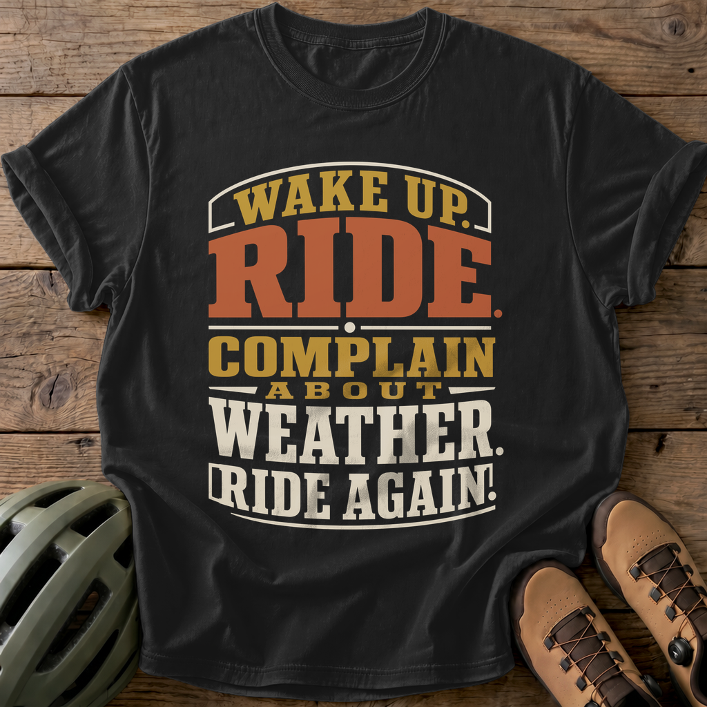 Wake Up Ride Again Tee — black