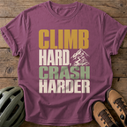 Climb Hard Crash Harder Tee — berry