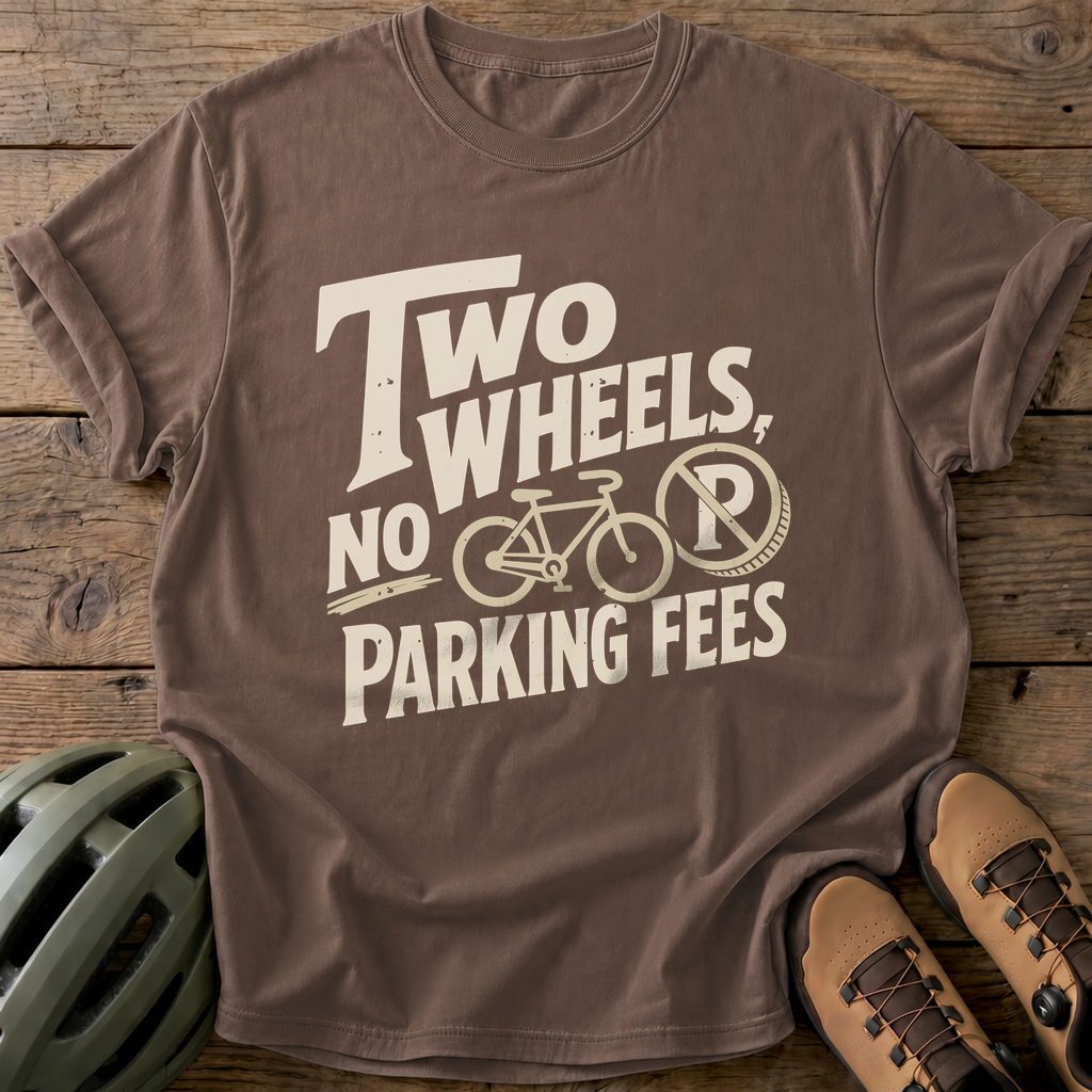 Two Wheels No Parking Fees Tee — espresso